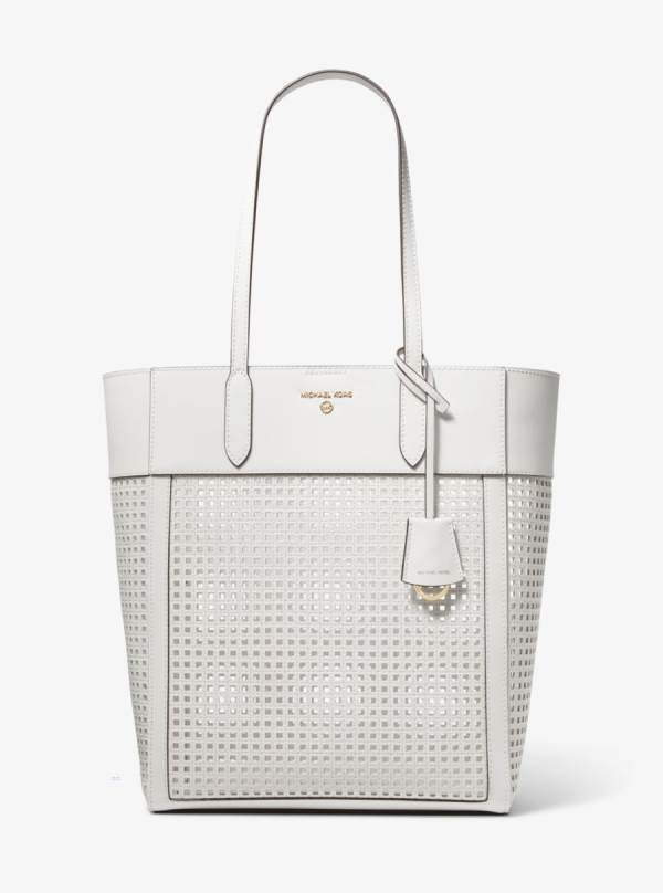 Damske Prenosná Taška Michael Kors Sinclair Large Perforated Leather Biele - Kabelky Michael Kors Outlet | PFEVH-2957